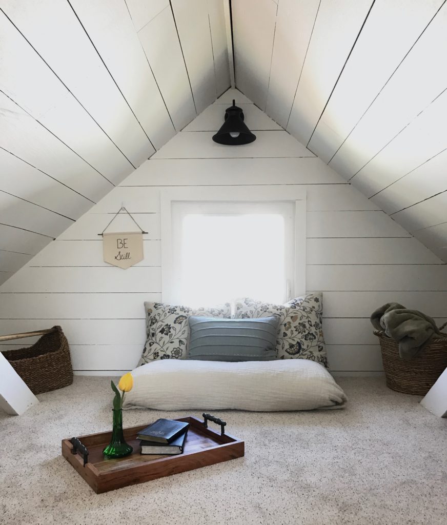 shiplap in a small attic room can really help bring a lot of character to a small space and make a big impact