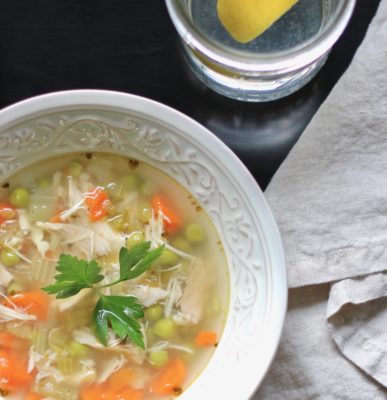 The perfect chicken soup for a cold night. Nourishing for cold and flu season.