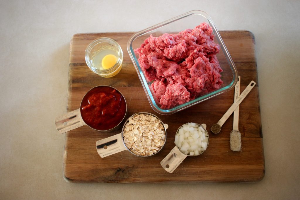Seven ingredients for prize winning meatloaf. 