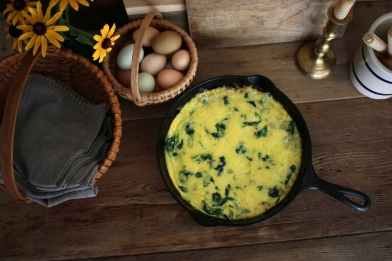Easy Frittata Recipe with Turkey Sausage & Spinach