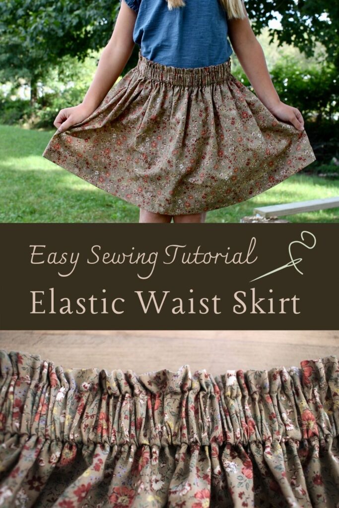 Easy Sewing Tutorial Elastic Waist Skirt pinterest pin.